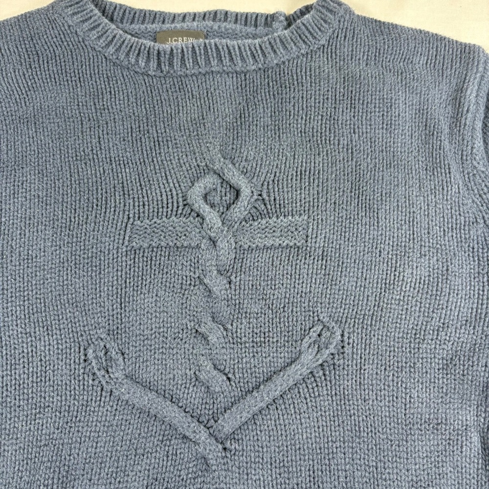 J.Crew Re-Imagined Mens Small Navy Blue Cotton Anchor Cable Knit Sweater AM609 - Picture 2 of 8